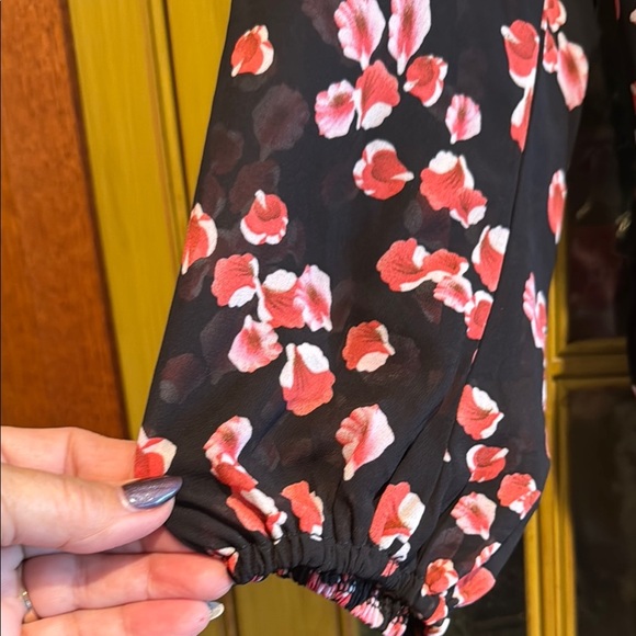 NWT Aster the label Black Floral Ruched Dress Size M - Picture 7 of 15